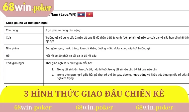 Đá Gà 68WIN 2 3 hình thức giao đấu chiến kê phổ biến nhất nền tảng