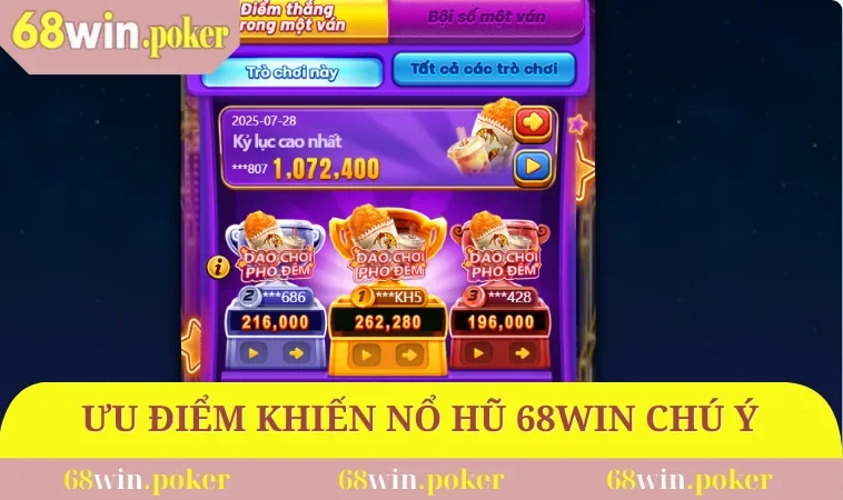 Nổ Hũ 68WIN 2 Những ưu điểm nổi trội khiến nổ hũ 68WIN được chú ý