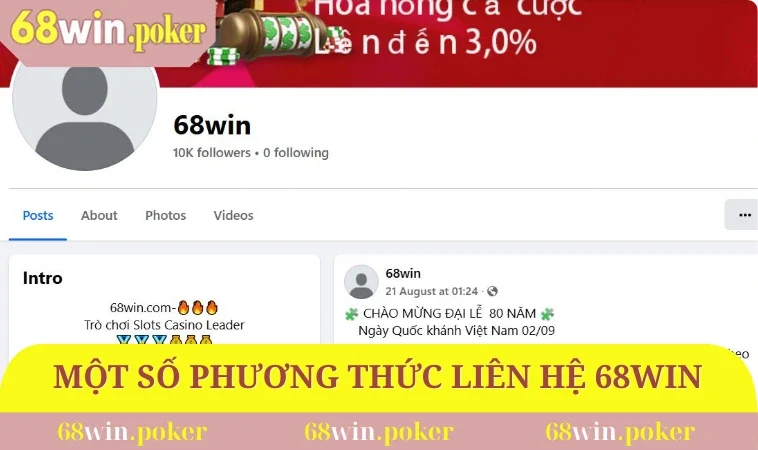 Một số phương thức liên hệ 68WIN phổ biến